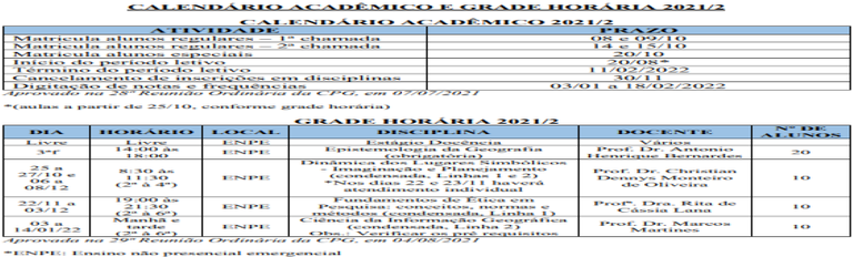 Calendario academico e grade horaria 2021-2 carousel banner