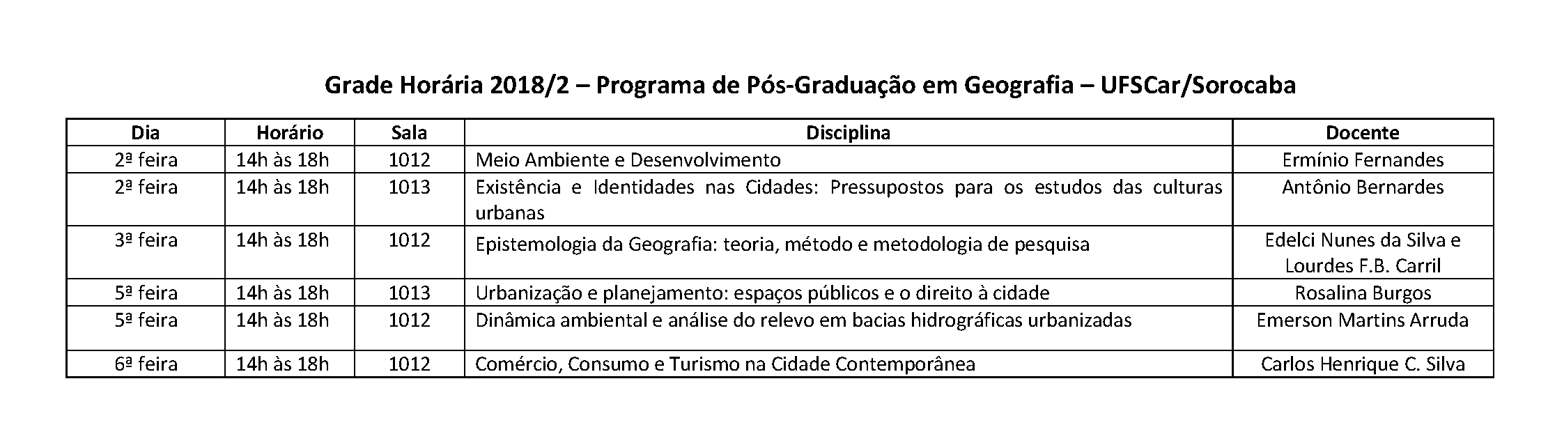 Horário 2018.2