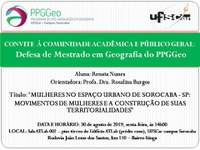 PPGGeo tem defesa de dissertação nesta sexta-feira, 30 de agosto